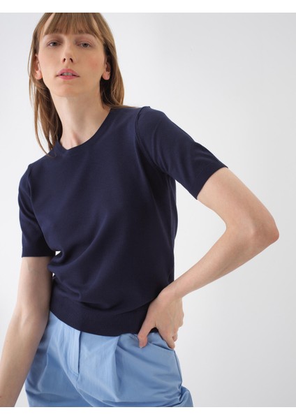 Kadın Lacivert Regular Fit Basic Kazak modelleri