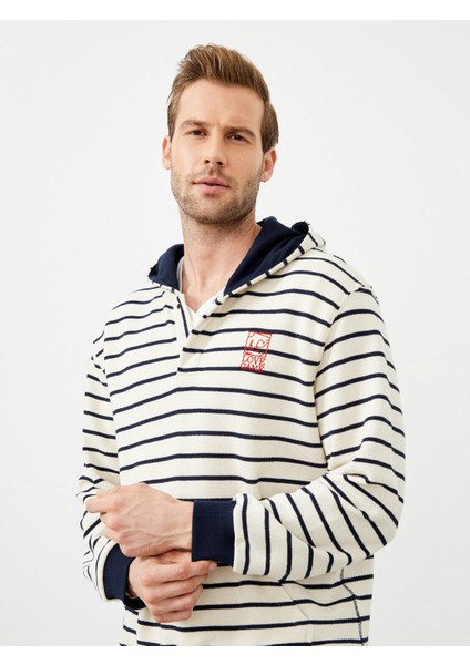Erkek Ekru Oversize Pamuklu Sweatshirt