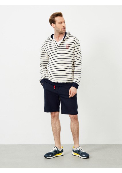 Erkek Ekru Oversize Pamuklu Sweatshirt