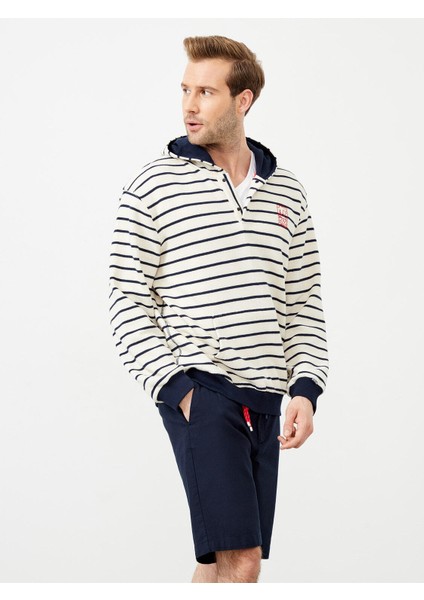 Erkek Ekru Oversize Pamuklu Sweatshirt