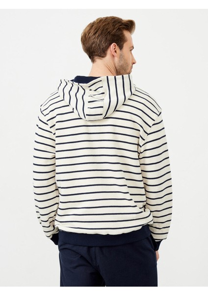 Erkek Ekru Oversize Pamuklu Sweatshirt