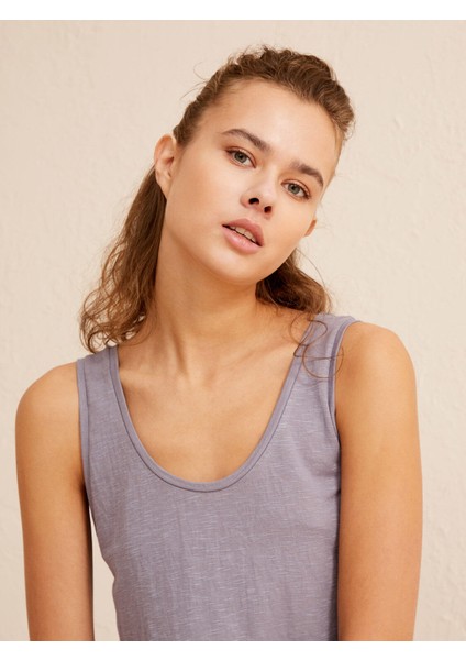 Kadın Gri Regular Fit Bluz