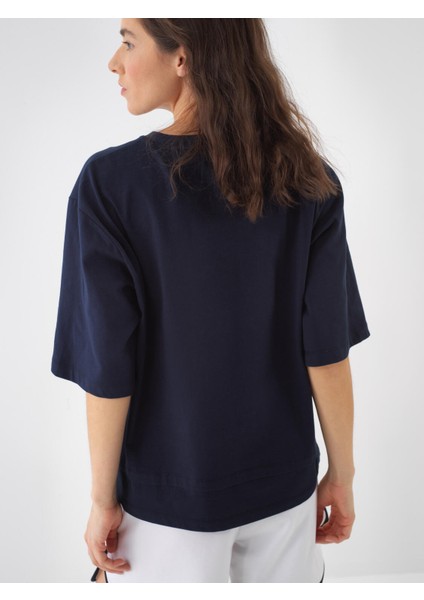 Kadın Lacivert Oversize Pamuklu Bluz modelleri