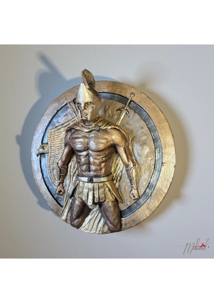 Cesaretin Koruyucusu - Duvara Asılan Roma Savaşçısı, El Yapımı, Arkadan Aydınlatmalı, Dekorasyon Heykeli - Mukemel Orijinal Tasarımlar modelleri