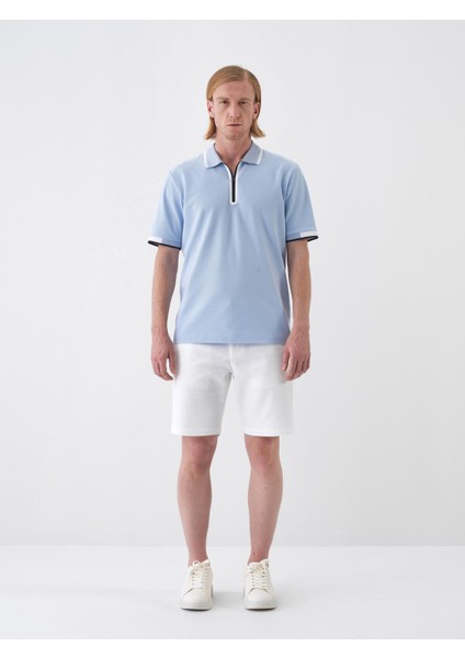 Erkek Mavi Regular Fit Pamuklu Polo Yaka Tişört fiyatları