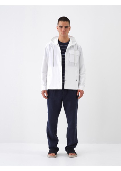 Beyaz Regular Fit Pamuklu Ceket
