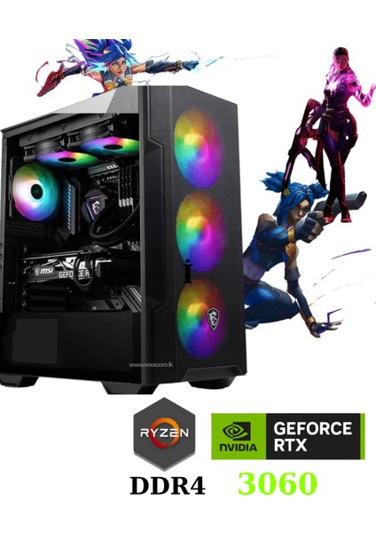 Tkden-V3 RYZEN5-5600 16GB Ddr4 512SSD RTX3060 12GB Oyuncu Masaüstü Bilgisayar