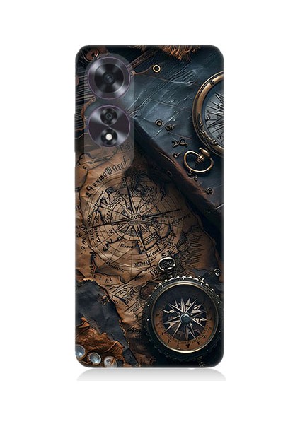 Oppo A60 Uyumlu Eski Harita Desenli Silikon Kılıf