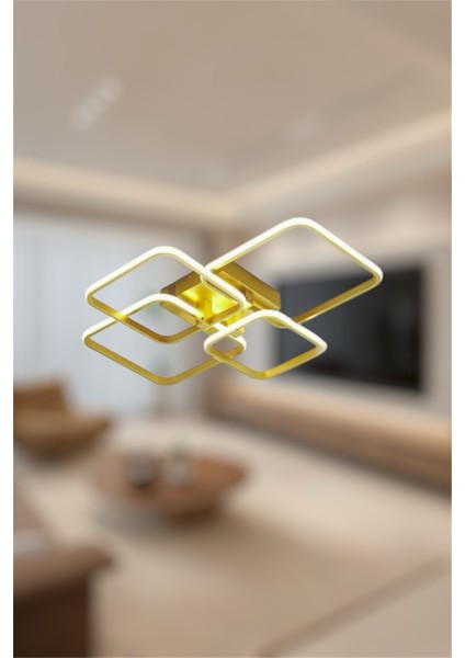 Ey Shop Modern Eskitme 4'lü Kare Model Tek Renk LED Avize