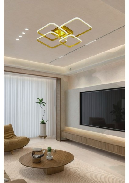 Ey Shop Modern Eskitme 4'lü Kare Model Tek Renk LED Avize modelleri