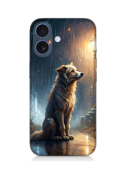 Apple iPhone 16 Plus Uyumlu Yağmurlu Sokak Desenli Silikon Kılıf