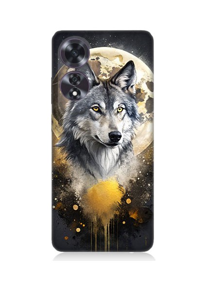 Oppo A60 Uyumlu Ay ve Kurt Desenli Silikon Kılıf