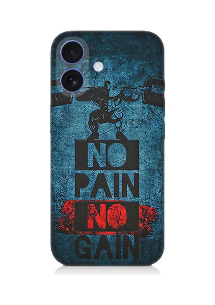 Apple iPhone 16 Plus Uyumlu No Pain, No Gain Desenli Silikon Kılıf