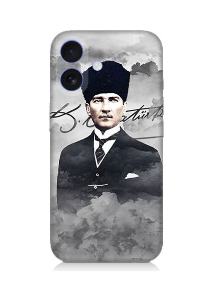 Apple iPhone 16 Plus Uyumlu Atatürk Portresi Desenli Silikon Kılıf