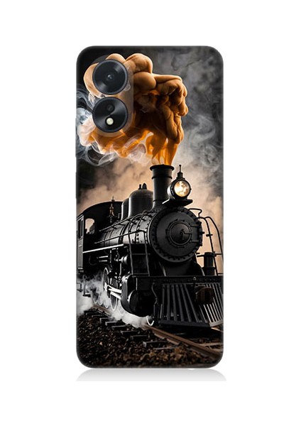 Oppo A38 Uyumlu Kara Tren Desenli Silikon Kılıf