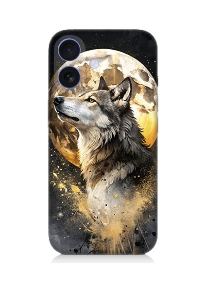 Apple iPhone 16 Uyumlu Kurt ve Ay Desenli Silikon Kılıf