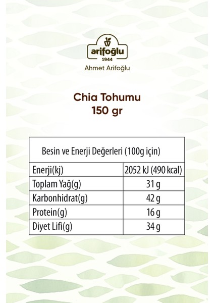 Chia Tohumu Silindir Kutu 150GR fiyatları