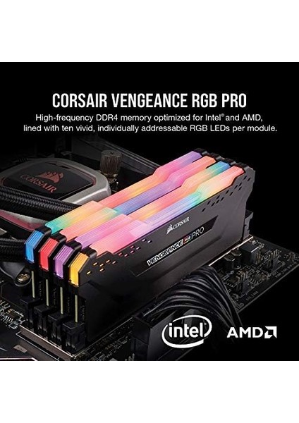 Vengeance Rgb Pro 32 GB (2 x 16 Gb) Ddr4 3600 (PC4-28800) C18 Masaüstü Bellek, Siyah