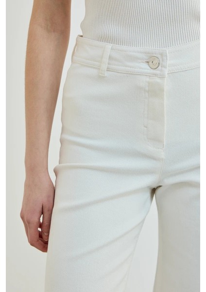 Wıde Leg Bol Paça Kot Pantolon - Ekru fırsatları