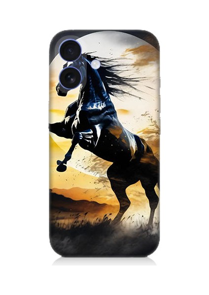 Apple iPhone 16 Uyumlu Şaha Kalkmış At Desenli Silikon Kılıf