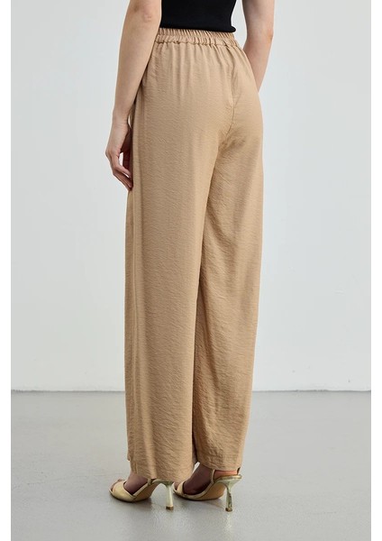 Beli Lastikli Bol Paça Pantolon - Camel