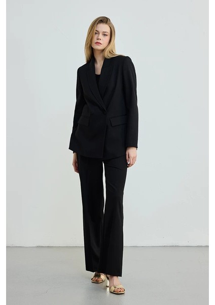 Iki Düğmeli Blazer Ceket -Siyah