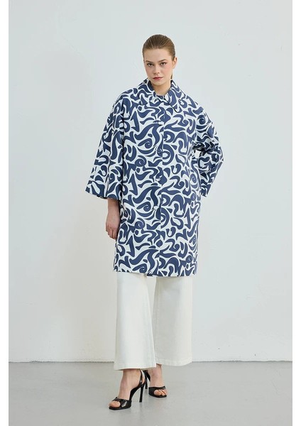 Desenli Koton Kaftan - Lacivert fiyatları