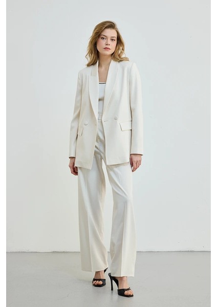 Iki Düğmeli Blazer Ceket - Ekru