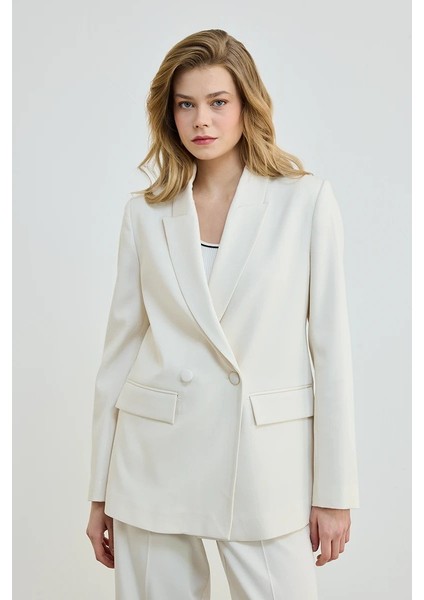 Iki Düğmeli Blazer Ceket - Ekru