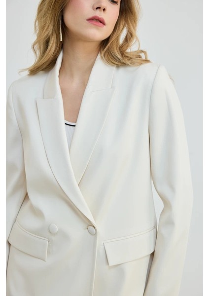 Iki Düğmeli Blazer Ceket - Ekru
