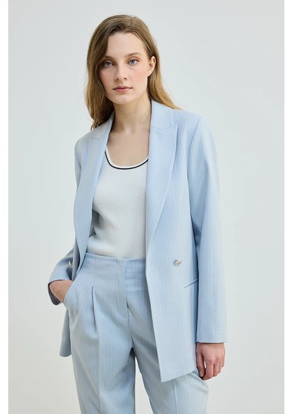 Çizgili Iki Düğmeli Blazer Ceket - Mavi fiyatları