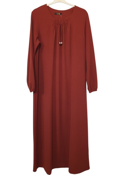 Burgu Kumaş Fitilli Elbise Büzgü Detaylu Boy 140 cm