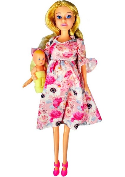 Hamile Bebek 29 cm - Pembe Elbiseli