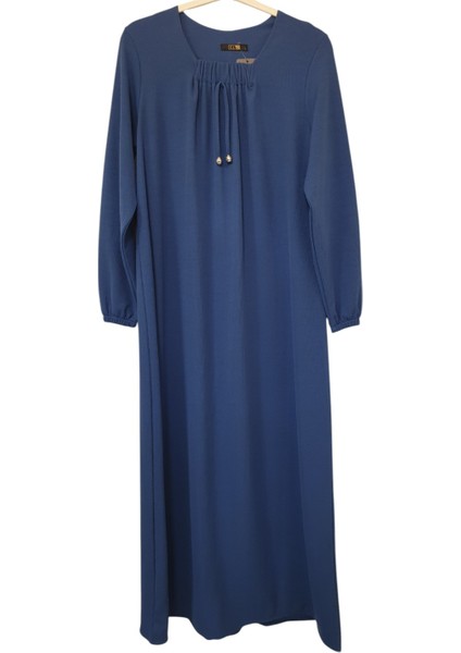 Burgu Kumaş Fitilli Elbise Büzgü Detaylu Boy 140 cm