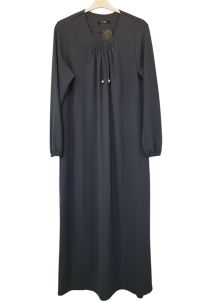 Burgu Kumaş Fitilli Elbise Büzgü Detaylu Boy 140 cm