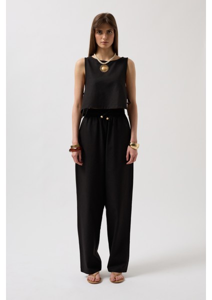 Yandan Bağlamalı Crop Siyah Bluz fiyatları