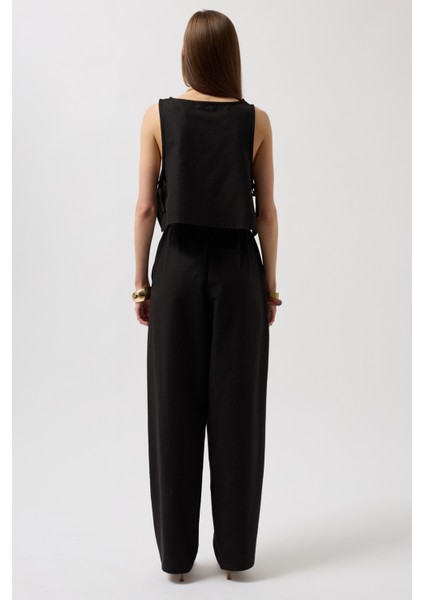 Yandan Bağlamalı Crop Siyah Bluz indirimleri