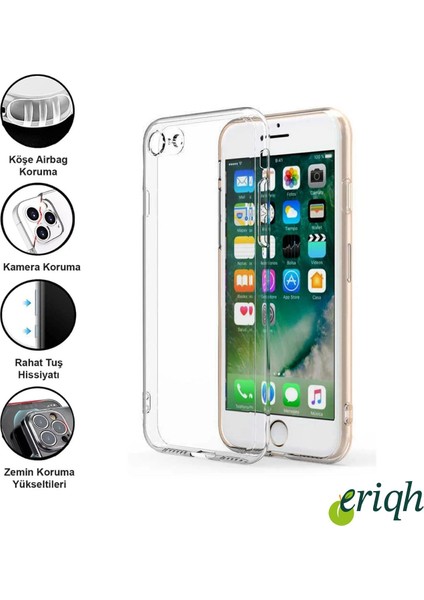 Apple iPhone 7 Uyumlu Kamera Korumalı Şeffaf Silikon Kılıf