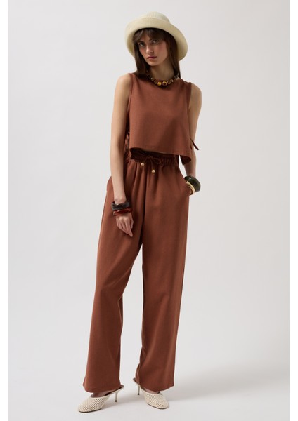 Yandan Bağlamalı Crop Kahverengi Bluz fiyatları