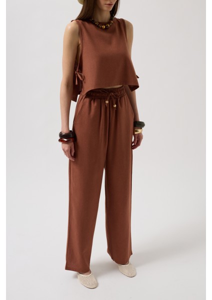 Yandan Bağlamalı Crop Kahverengi Bluz fırsatları