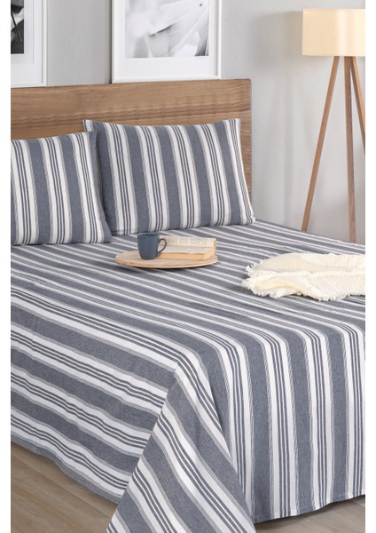 Sport Çizgili Çarşaf + Yastık Kılıfı Seti Tek Kişilik Soft Line Antrasit