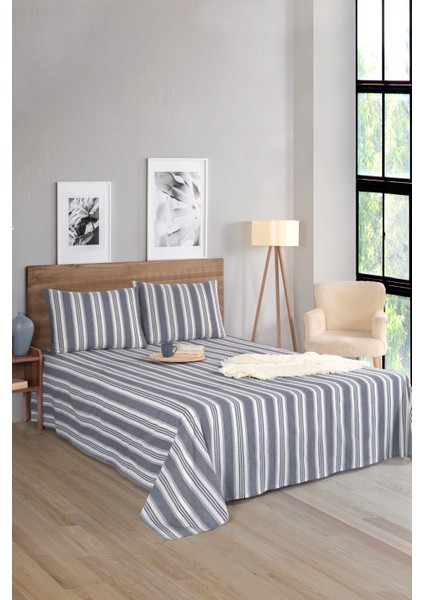 Sport Çizgili Çarşaf + Yastık Kılıfı Seti Tek Kişilik Soft Line Antrasit modelleri