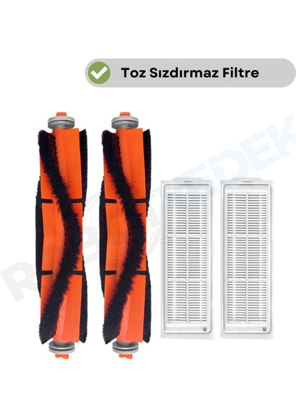Xiaomi Mop 2 Pro MJST1SHW Uyumlu Yedek Ana Fırça ve Hepa Filtre-4 Parça