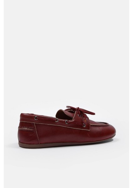 Miuccia Bordo Hakiki Deri Kadın Loafer fırsatları