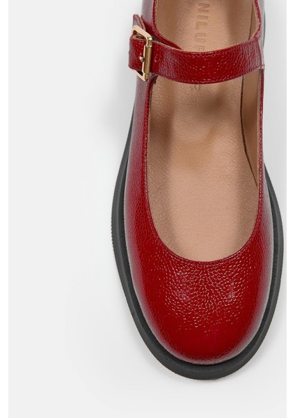 Panthera Kırmızı Rugan Hakiki Deri Kadın Loafer modelleri