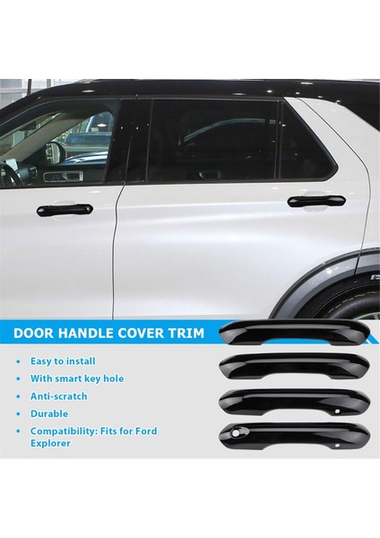Ford Explorer 2020 2021 2022 2023 Aksesuarları Için Dış Kapı Kolu Kaplaması - Siyah (Yurt Dışından)