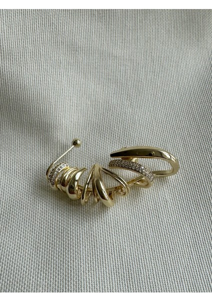 Bym Modeli Gold Renkli Küpe Earcuff indirimleri