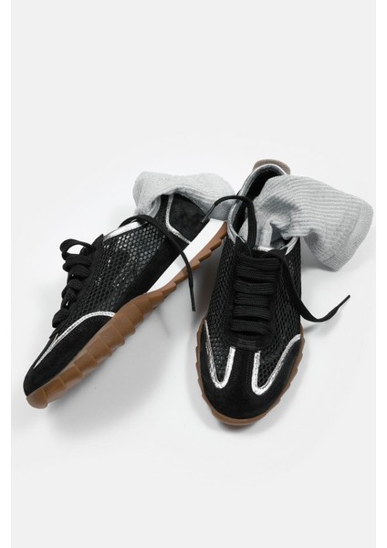Gala Siyah Süet Deri Fileli Kadın Sneaker