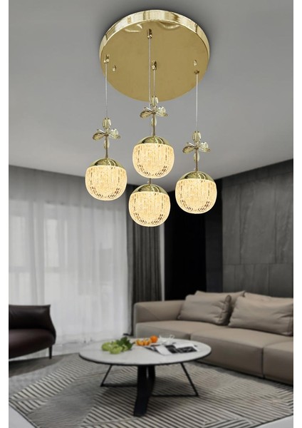 Alize Modern Sarkıt Cam 4 Top LED Avize