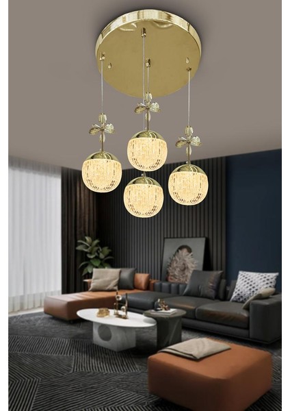 Alize Modern Sarkıt Cam 4 Top LED Avize